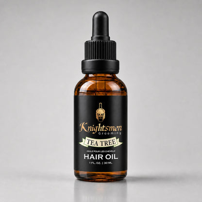 Tea Tree Hair Oil by Knightsmen Grooming — organic rosemary and argan formula for dandruff control and scalp care