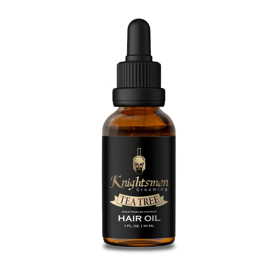 Tea tree organic hair oil for scalp health and growth by Knightsmen Grooming