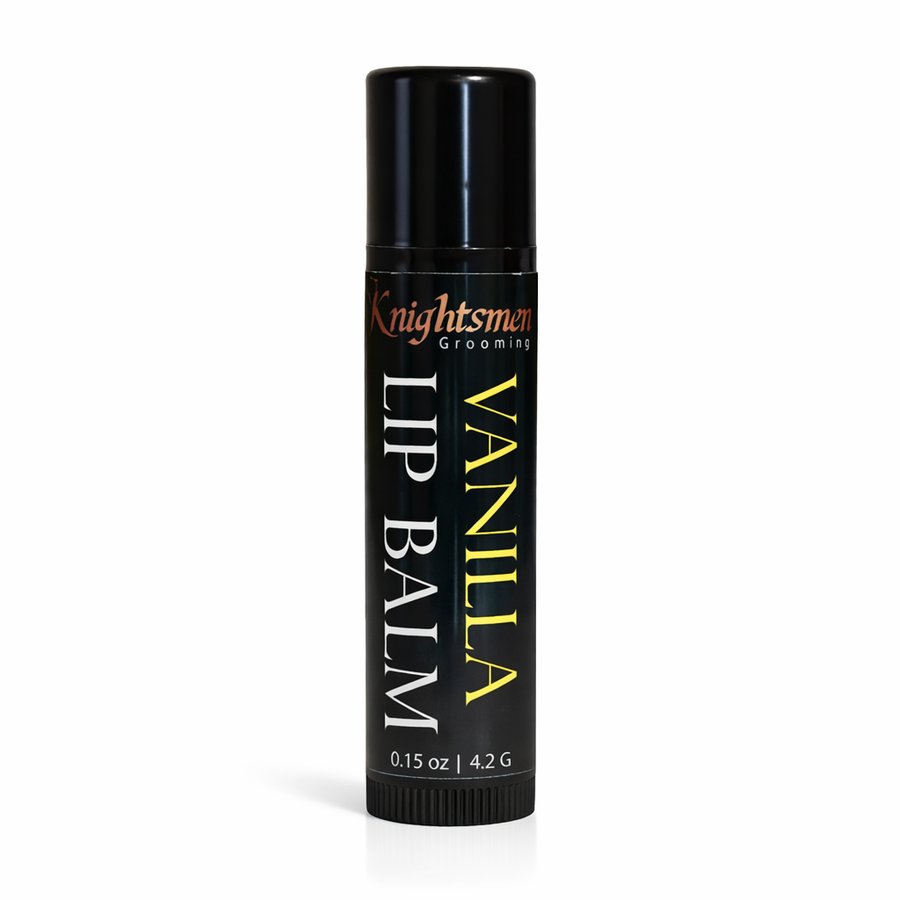 Vanilla organic lip balm for men by Knightsmen Grooming
